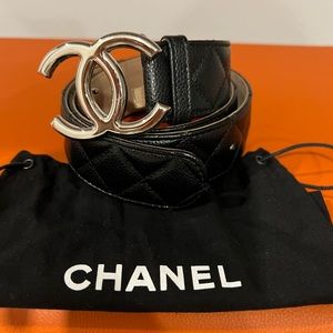 Chanel quilted leather leather belt 85